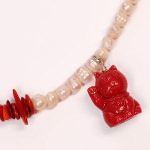 Red Cat Pearl Necklace - Image 3