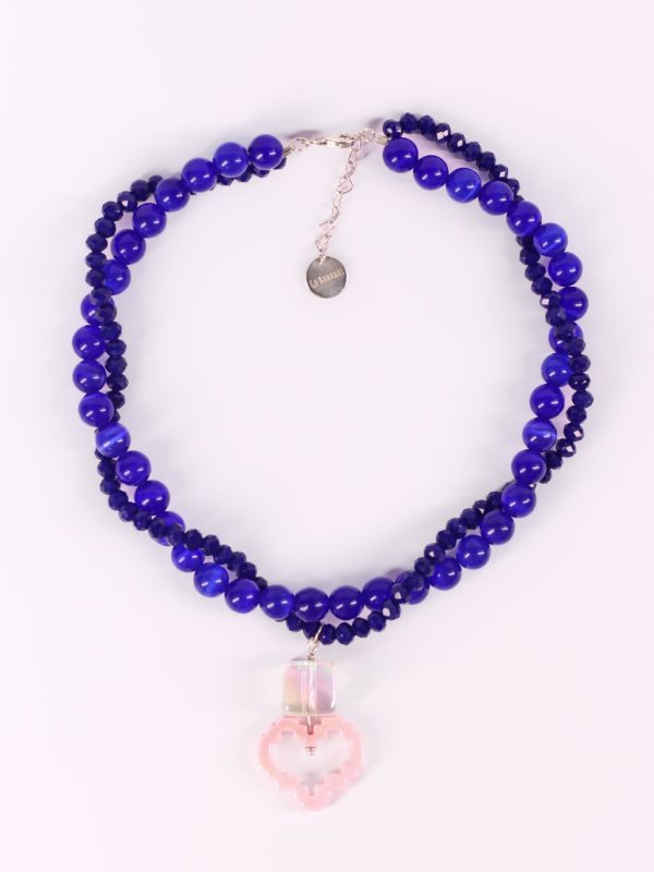 Deep Blue, Pixel Heart Necklace